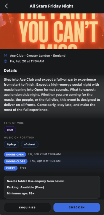 LitVybe event details screen